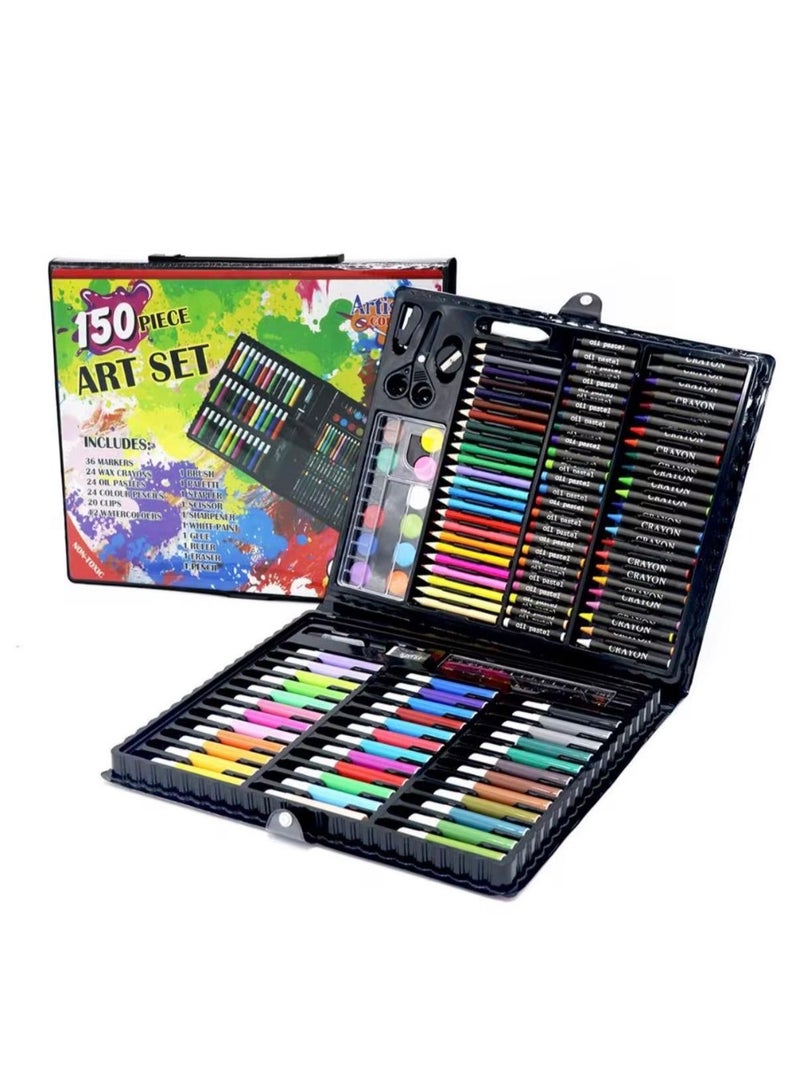 Toyland 1 PC-150 Piece Art Set for Kids – Complete Drawing & Painting Kit with Markers, Crayons, Oil Pastels, Watercolors and Accessories - Image 1